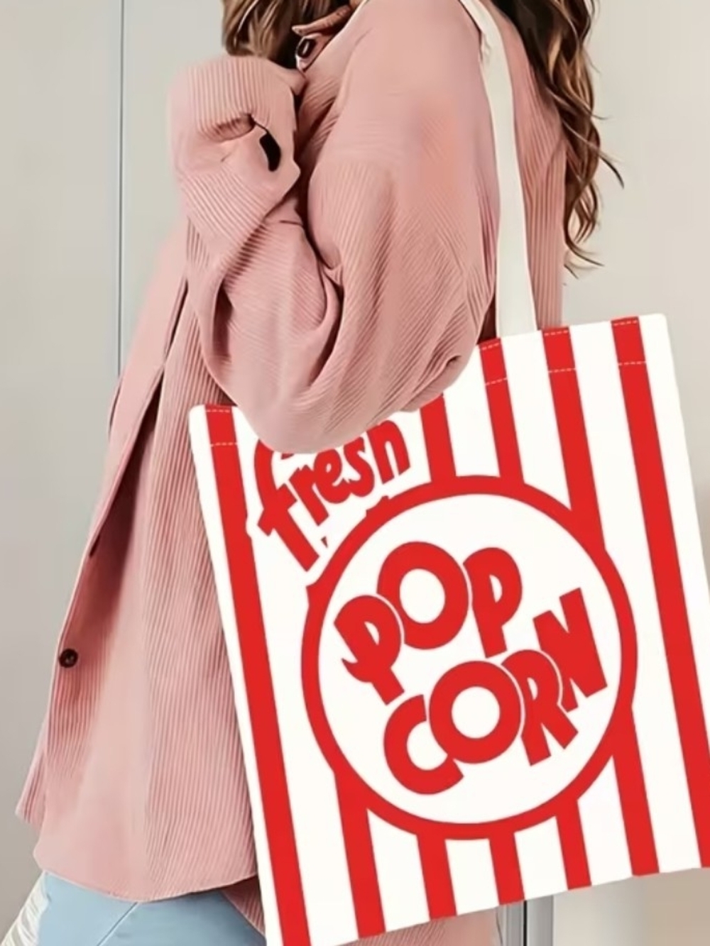 Fresh Popcorn Red & White Graphic Tote Bag